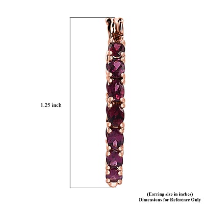 Tanzanian Wine Garnet Inside Out Hoop Earrings in 18K Vermeil Rose Gold Over Sterling Silver 5.40 ctw