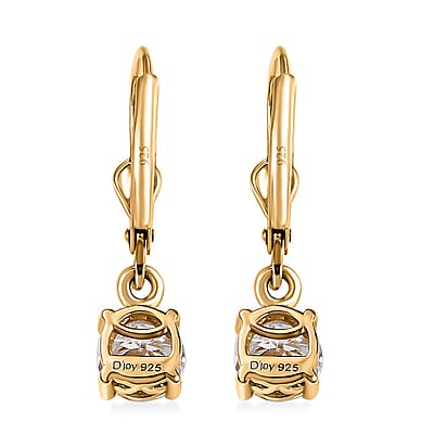 Moissanite Lever Back Earring in Vermeil Yellow Gold Over Sterling Silver 1.50 ctw