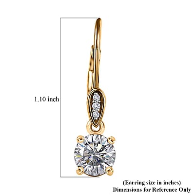 Moissanite Lever Back Earring in Vermeil Yellow Gold Over Sterling Silver 1.50 ctw