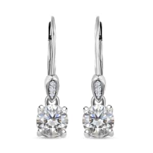 Moissanite Lever Back Earrings in Platinum Over Sterling Silver 1.50 ctw
