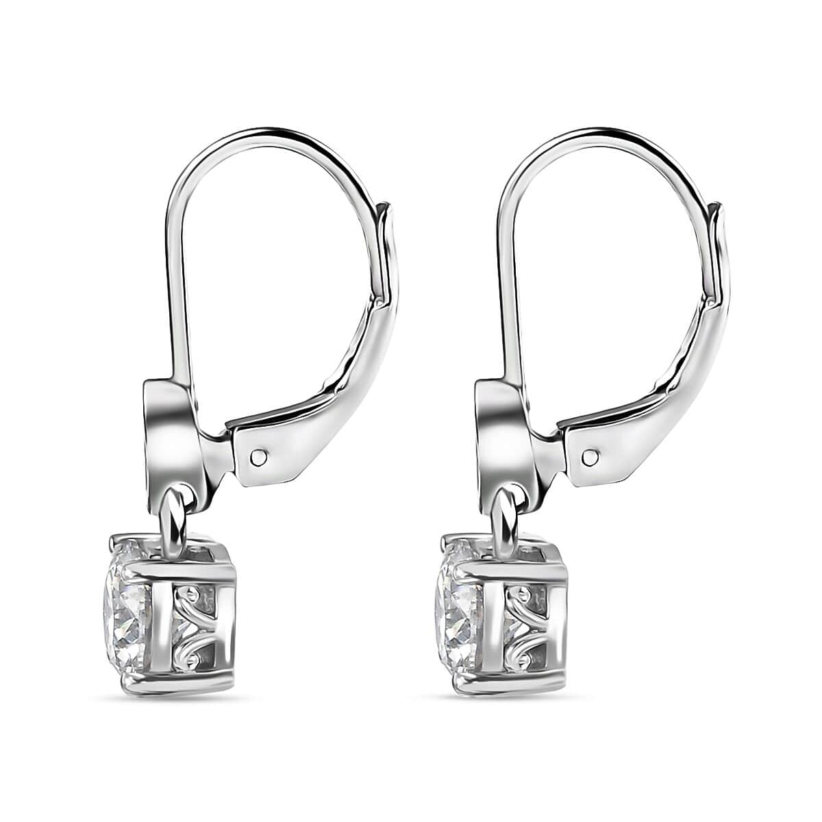 Moissanite Lever Back Earrings in Platinum Over Sterling Silver 1.50 ctw image number 3