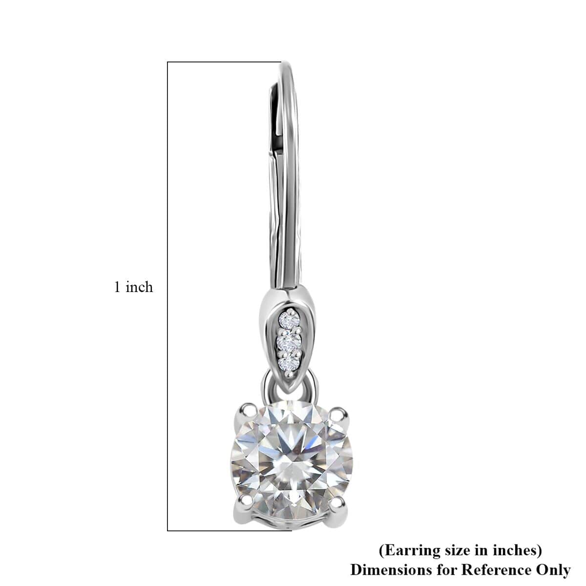 Moissanite Lever Back Earrings in Platinum Over Sterling Silver 1.50 ctw image number 5