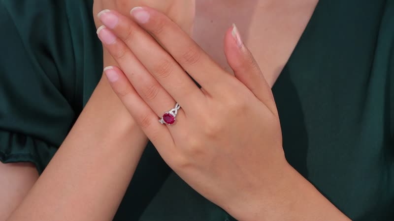 Niassa Ruby (FF), White Zircon Infinity Shank Ring in Platinum Over Sterling Silver (Size 10.0) 2.80 ctw