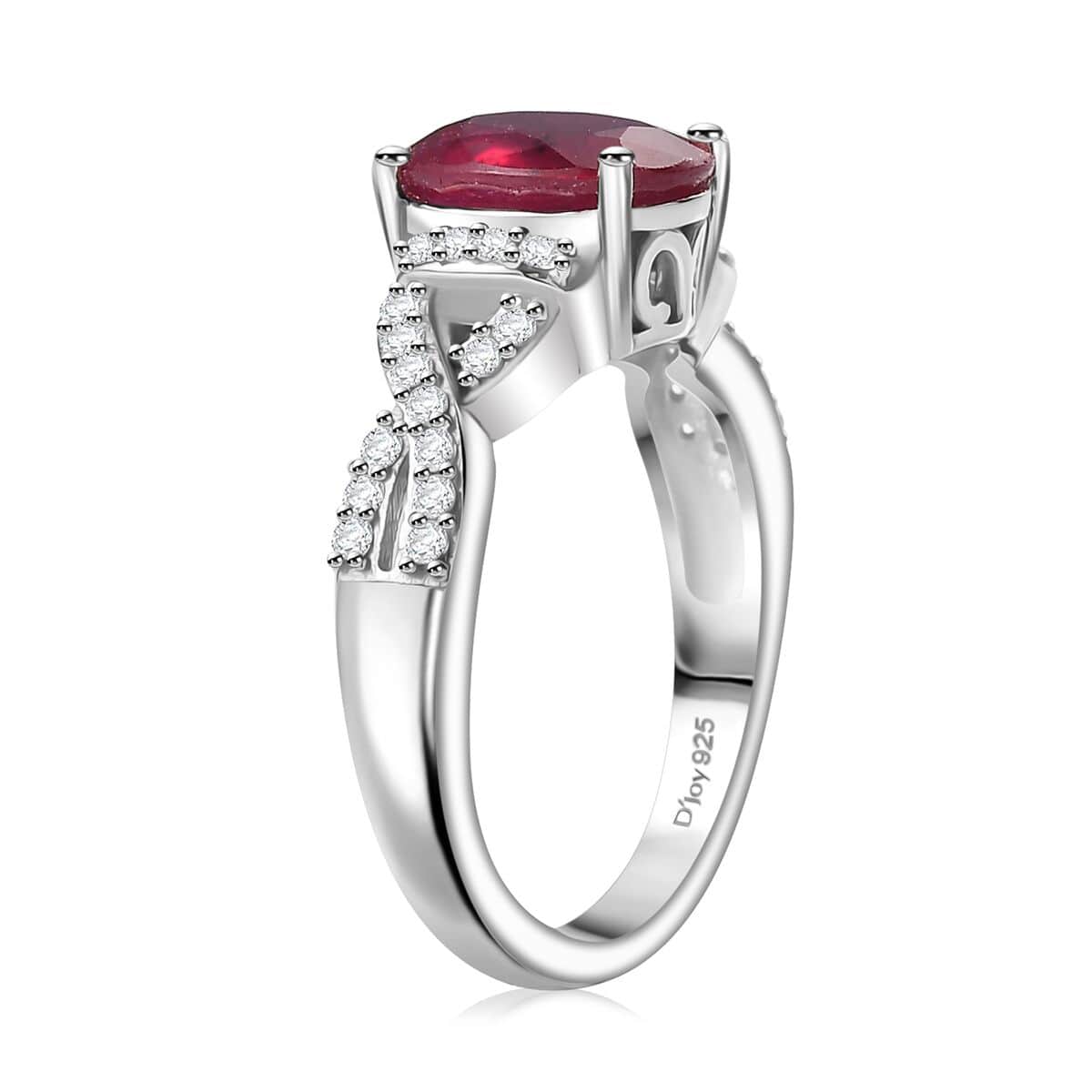 Niassa Ruby (FF), White Zircon Infinity Shank Ring in Platinum Over Sterling Silver (Size 10.0) 2.80 ctw image number 3