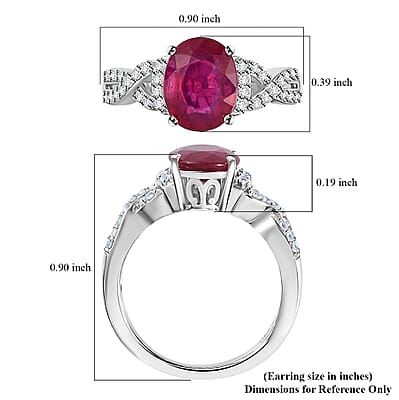 Niassa Ruby (FF) and White Zircon Infinity Shank Ring in Platinum Over Sterling Silver (Size 10.0) 2.80 ctw