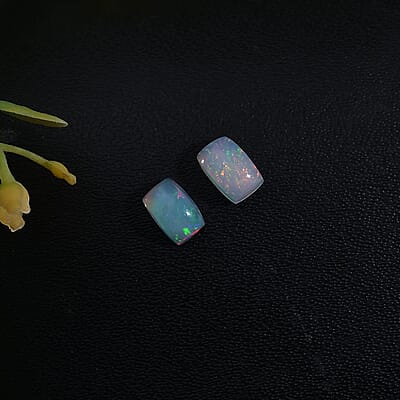 Ethiopian Welo Opal Set of 2 (Cush 6x4 mm) 0.49 ctw Loose gemstone