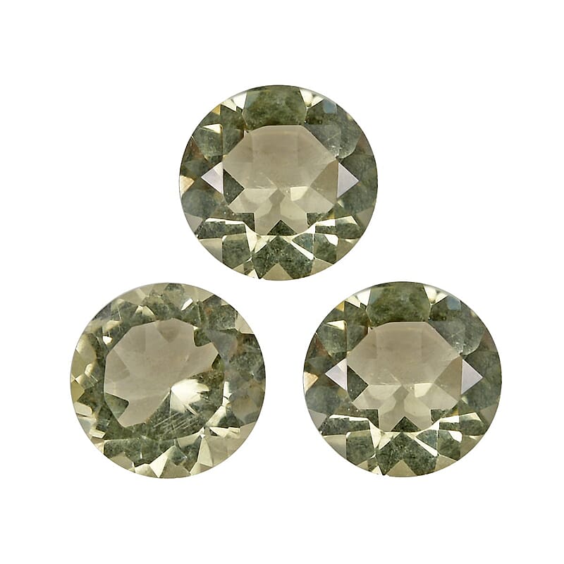 Brazilian Green Gold Quartz Set of 3 (Rnd 7 mm) 2.99 ctw Loose gemstone