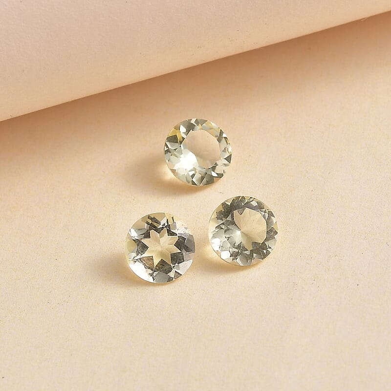 Brazilian Green Gold Quartz Set of 3 (Rnd 7 mm) 2.99 ctw Loose gemstone