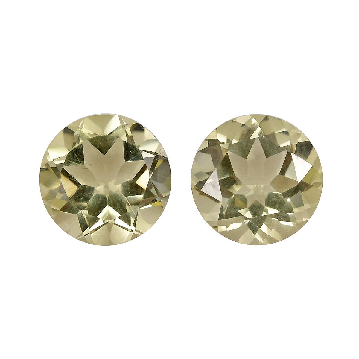 AAA Brazilian Green Gold Quartz Set of 2 (Rnd 8 mm) 3.05 ctw Loose gemstone