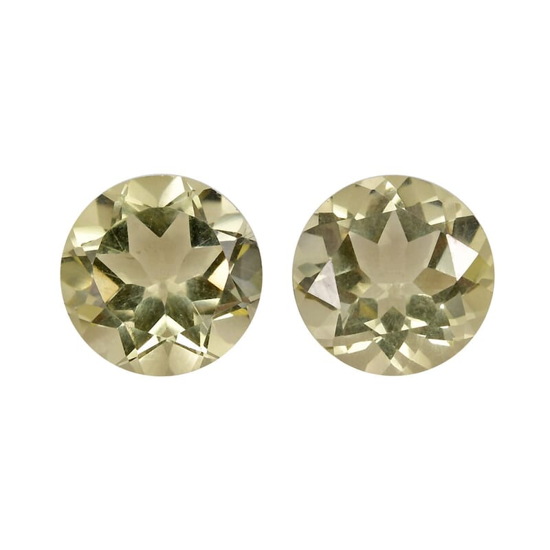AAA Brazilian Green Gold Quartz Set of 2 (Rnd 8 mm) 3.05 ctw Loose gemstone