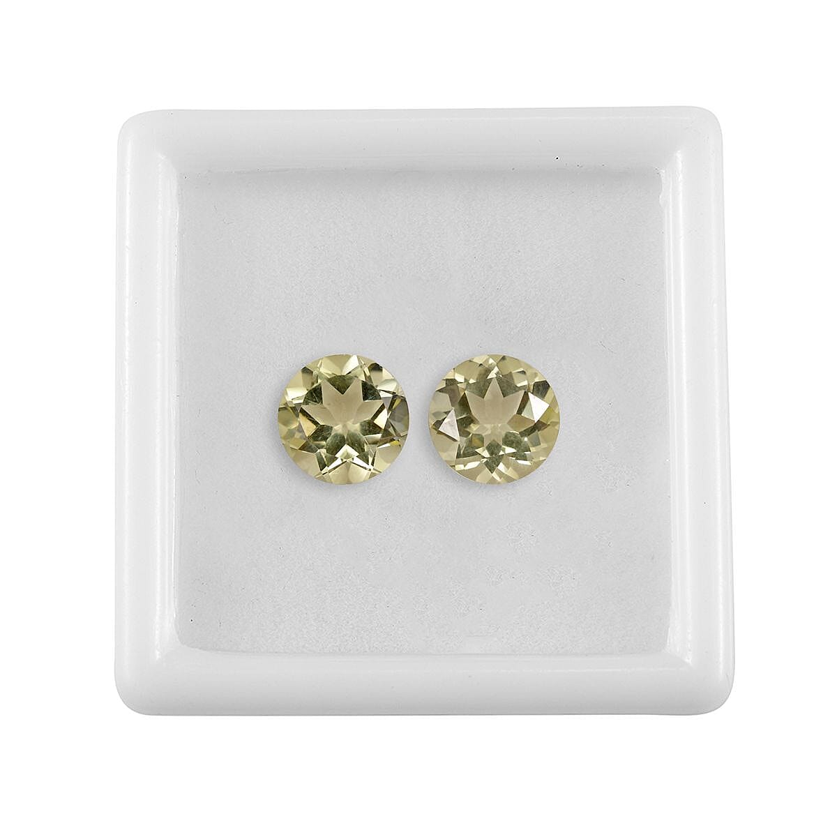 AAA Brazilian Green Gold Quartz Set of 2 (Rnd 8 mm) 3.05 ctw Loose gemstone