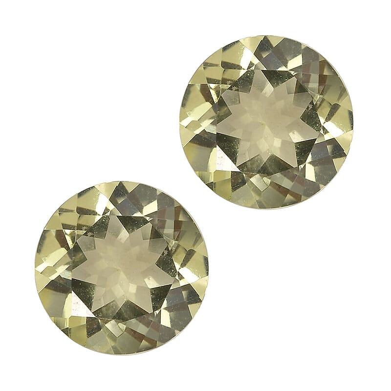 Brazilian Green Gold Quartz Set of 2 (Rnd 9 mm) 4.30 ctw Loose gemstone