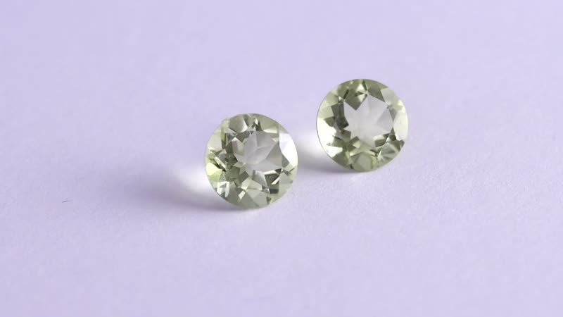 Brazilian Green Gold Quartz Set of 2 (Rnd 9 mm) 4.30 ctw Loose gemstone