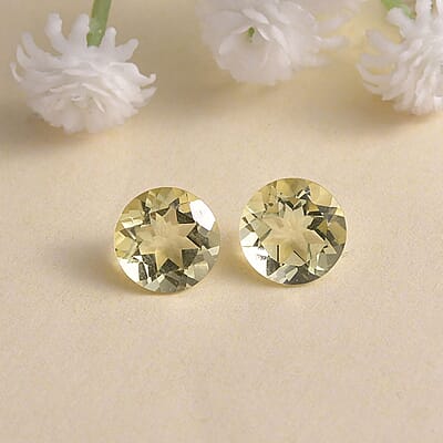 Brazilian Green Gold Quartz Set of 2 (Rnd 9 mm) 4.30 ctw Loose gemstone