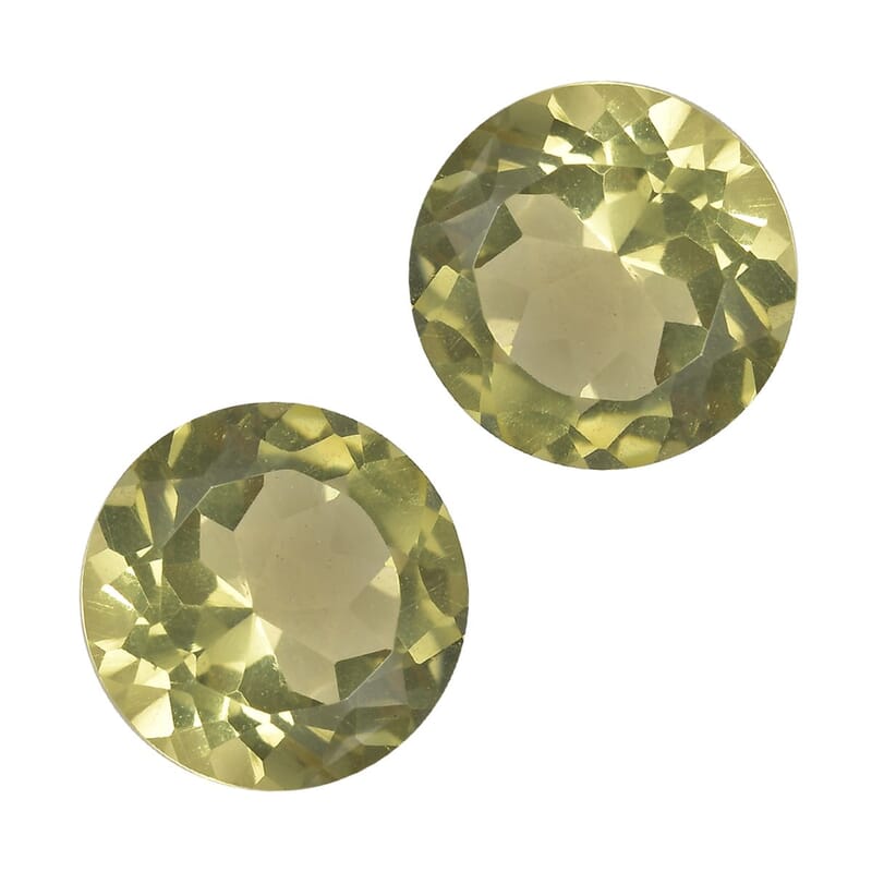 AA Brazilian Green Gold Quartz Set of 2 (Rnd 9 mm) 4.35 ctw Loose gemstone