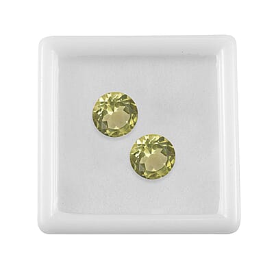 AA Brazilian Green Gold Quartz Set of 2 (Rnd 9 mm) 4.35 ctw Loose gemstone