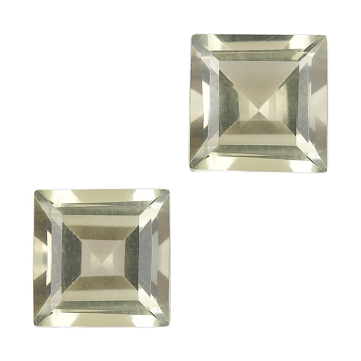 Brazilian Green Gold Quartz Set of 2 (Sqr 7 mm) 3.01 ctw Loose gemstone