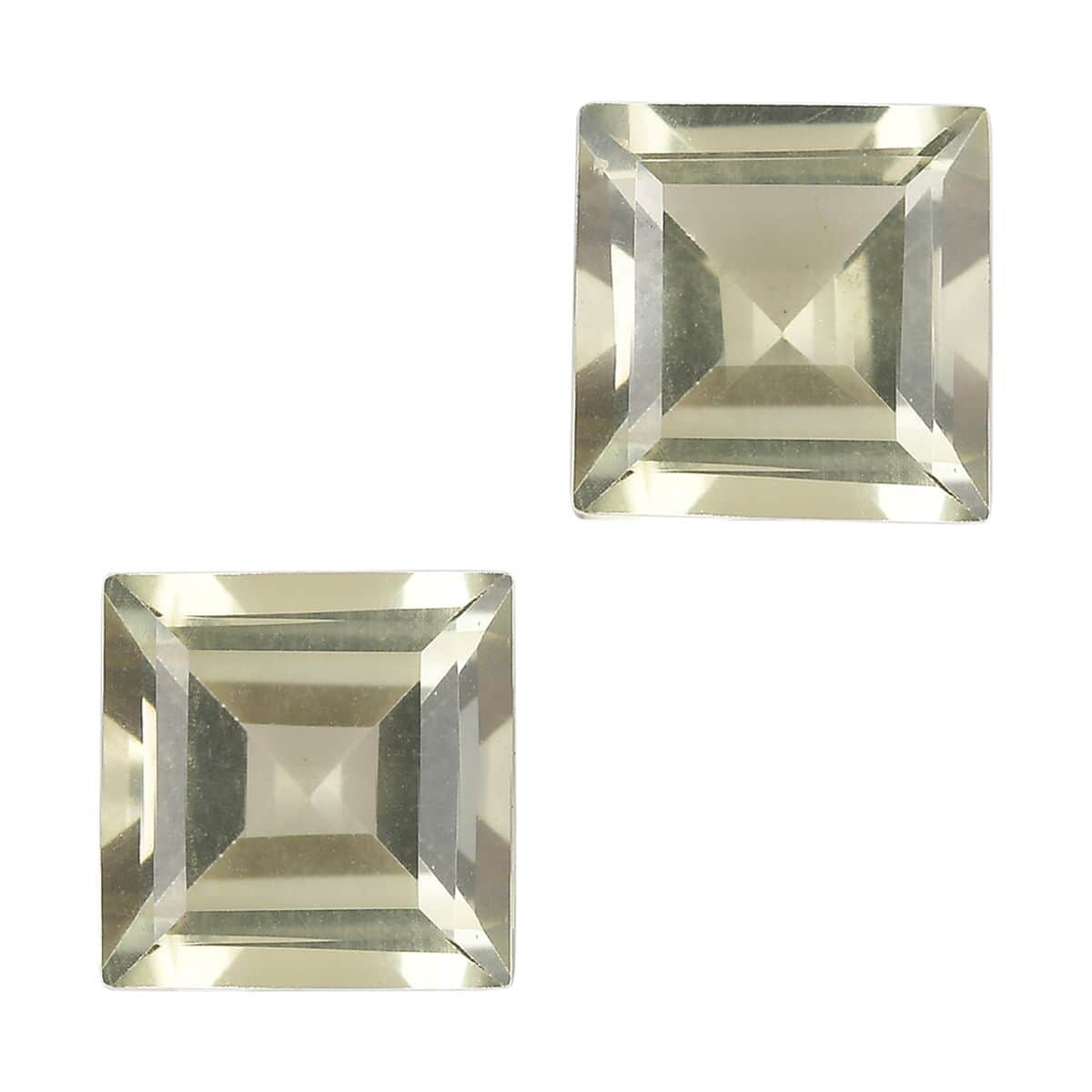 Brazilian Green Gold Quartz Set of 2 (Sqr 7 mm) 3.01 ctw Loose gemstone image number 0