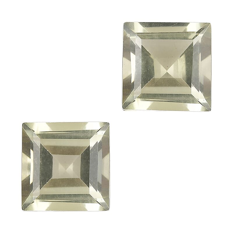 Brazilian Green Gold Quartz Set of 2 (Sqr 7 mm) 3.01 ctw Loose gemstone