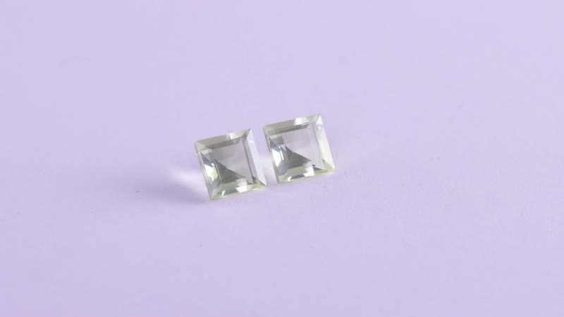 Brazilian Green Gold Quartz Set of 2 (Sqr 7 mm) 3.01 ctw Loose gemstone