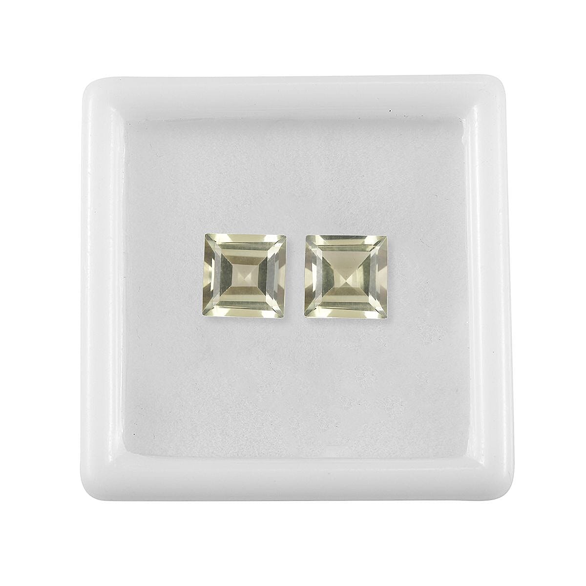 Brazilian Green Gold Quartz Set of 2 (Sqr 7 mm) 3.01 ctw Loose gemstone