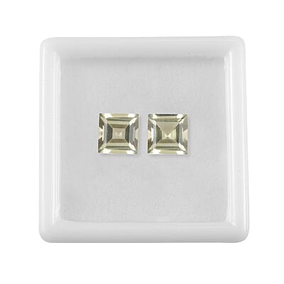Brazilian Green Gold Quartz Set of 2 (Sqr 7 mm) 3.01 ctw Loose gemstone
