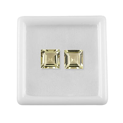 Brazilian Green Gold Quartz Set of 2 (Sqr 8 mm) 4.93 ctw Loose gemstone