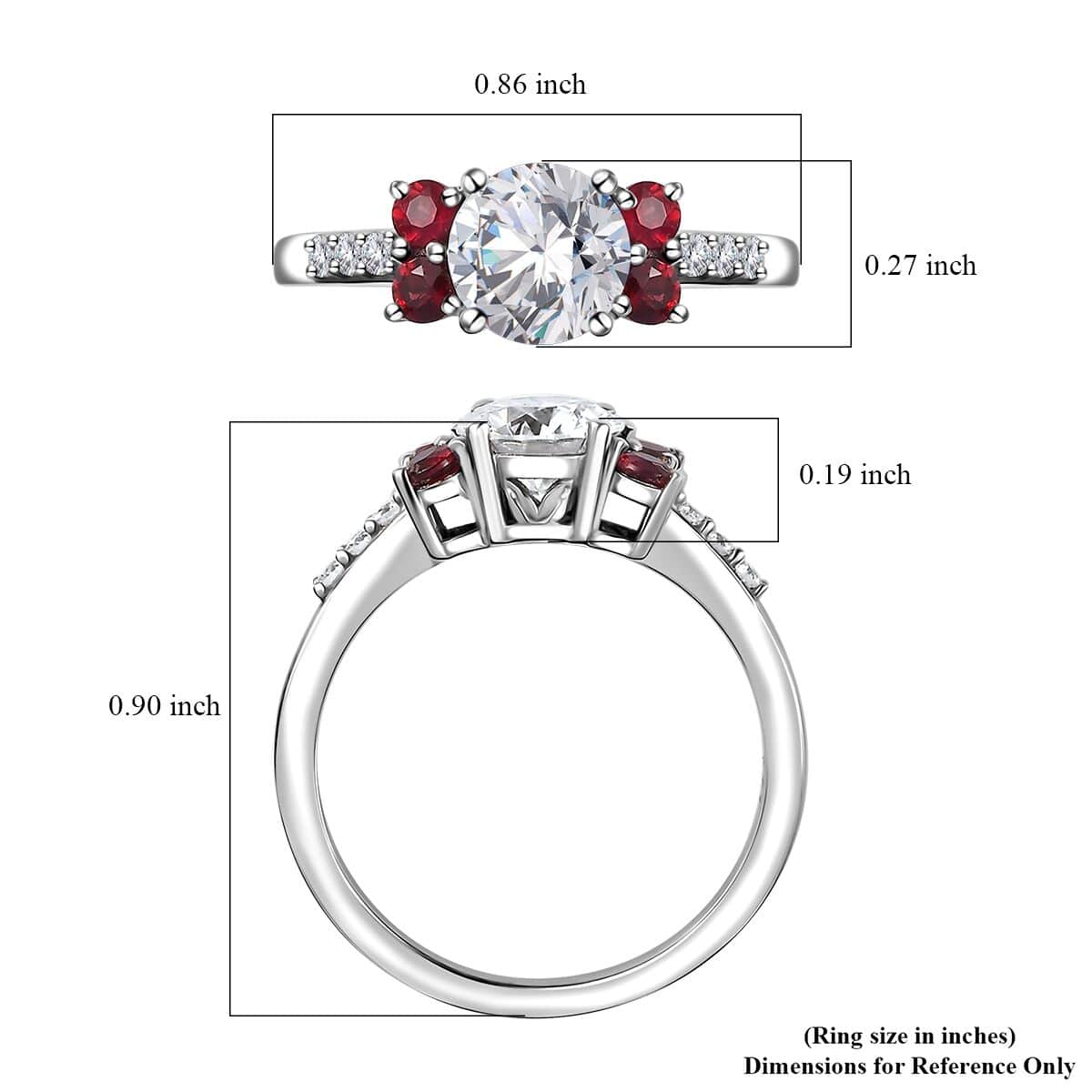 Moissanite and Anthill Garnet Ring in Platinum Over Sterling Silver (Size 7.0) 1.40 ctw image number 5