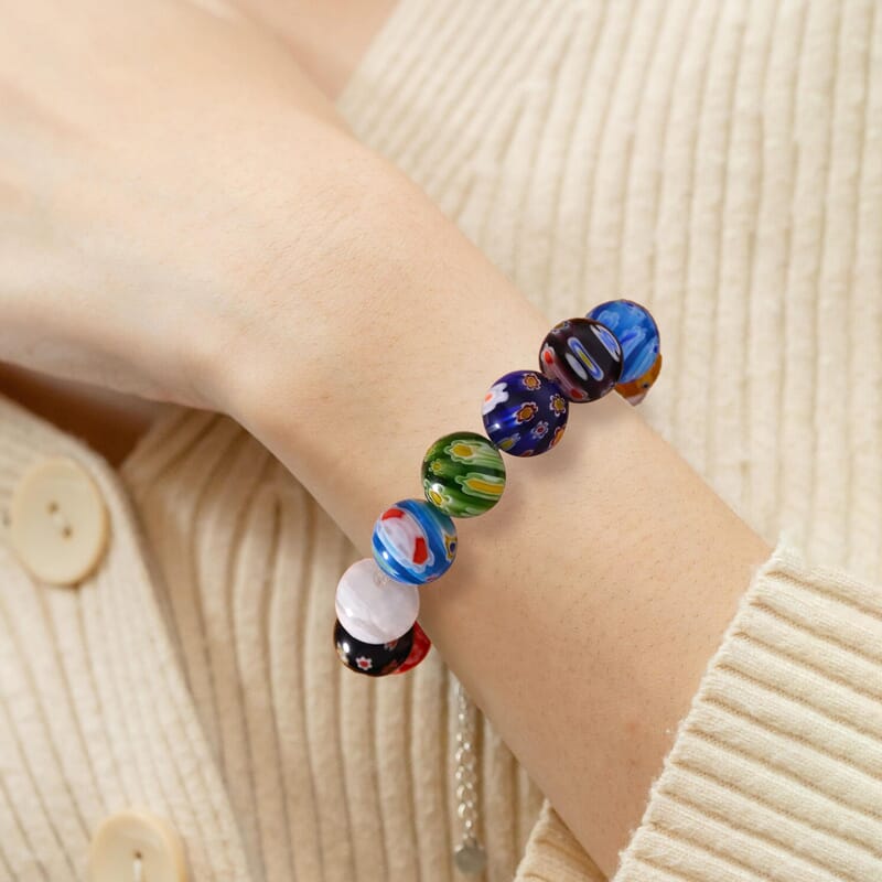 Multi Color Murano Style Stretch Bracelet