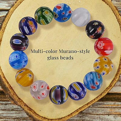Multi Color Murano Style Stretch Bracelet