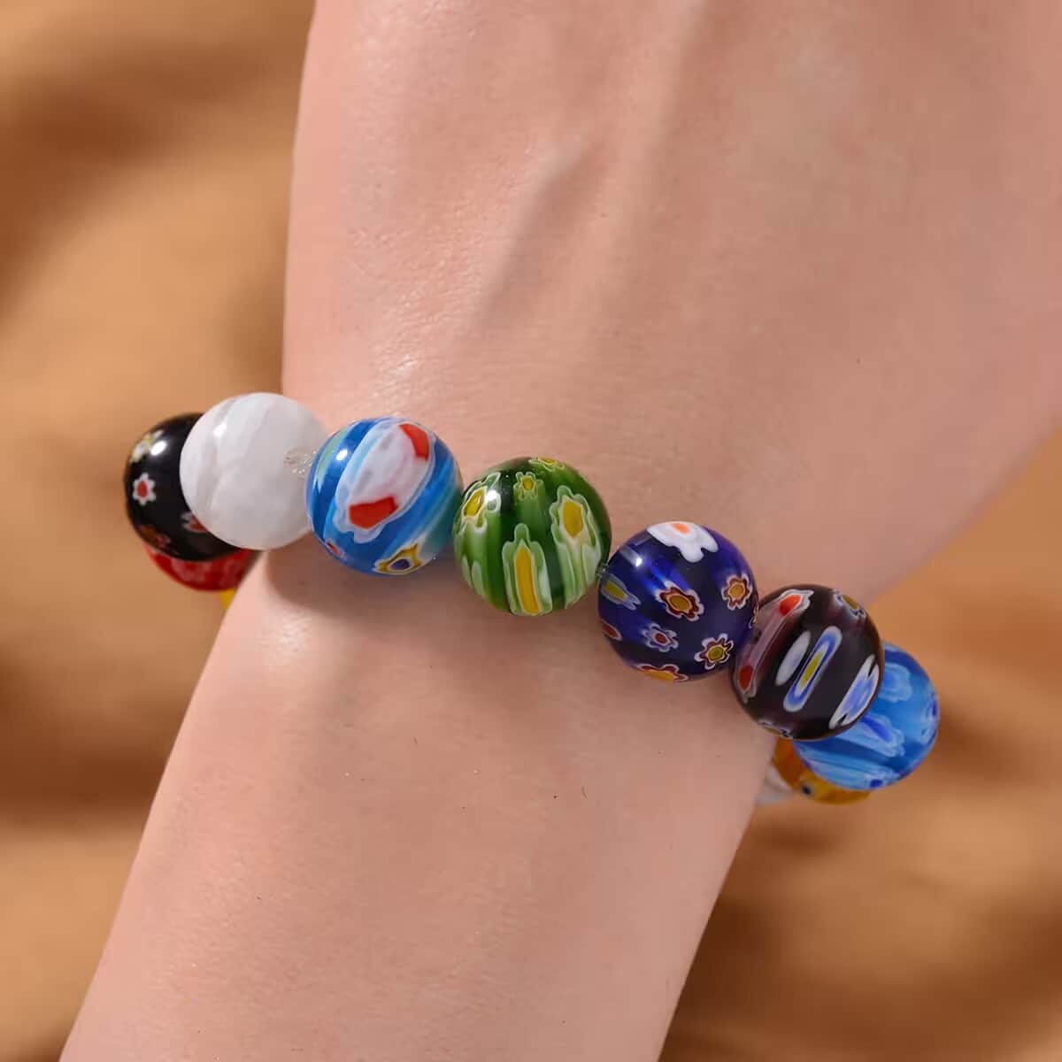 Multi Color Murano Style Stretch Bracelet image number 5