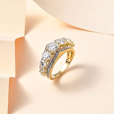 Moissanite Ring in Vermeil Yellow Gold Over Sterling Silver (Size 10.0) 2.90 ctw