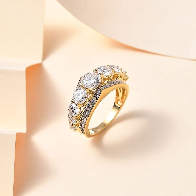 Moissanite Ring in Vermeil Yellow Gold Over Sterling Silver (Size 10.0) 2.90 ctw