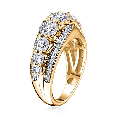 Moissanite Ring in Vermeil Yellow Gold Over Sterling Silver (Size 10.0) 2.90 ctw