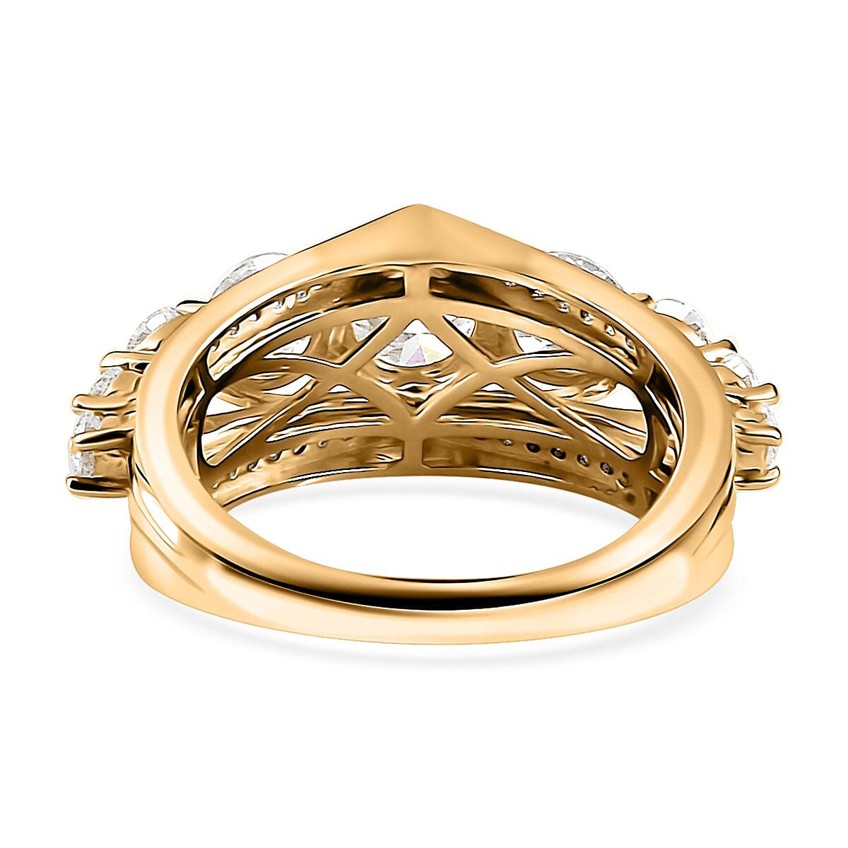 Moissanite Ring in Vermeil Yellow Gold Over Sterling Silver (Size 10.0) 2.90 ctw