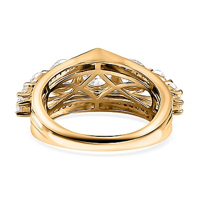 Moissanite Ring in Vermeil Yellow Gold Over Sterling Silver (Size 10.0) 2.90 ctw