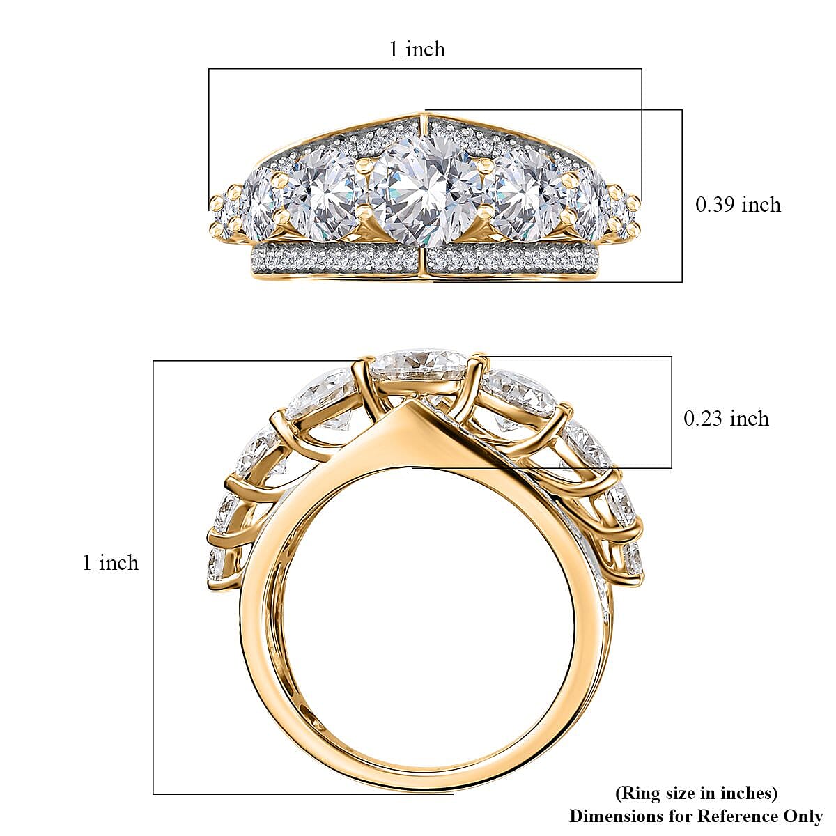 Moissanite Ring in Vermeil Yellow Gold Over Sterling Silver (Size 10.0) 2.90 ctw