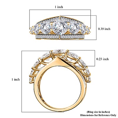 Moissanite Ring in Vermeil Yellow Gold Over Sterling Silver (Size 10.0) 2.90 ctw