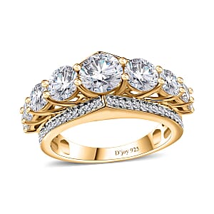 Moissanite Ring in Vermeil Yellow Gold Over Sterling Silver (Size 5.0) 2.90 ctw