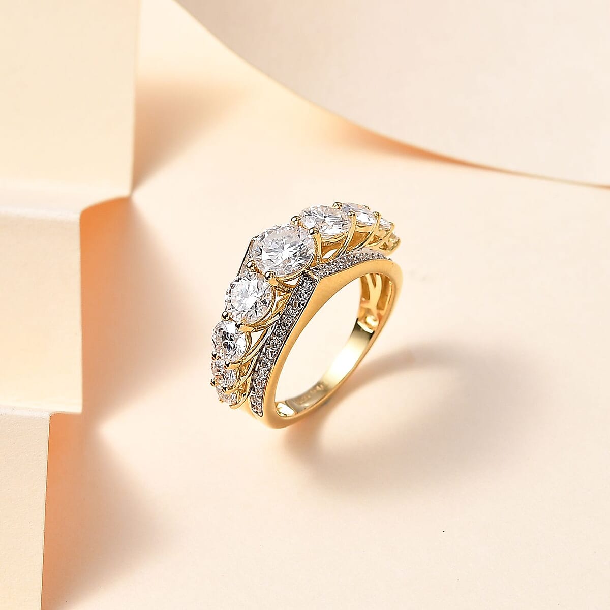 Moissanite Ring in Vermeil Yellow Gold Over Sterling Silver (Size 5.0) 2.90 ctw image number 1