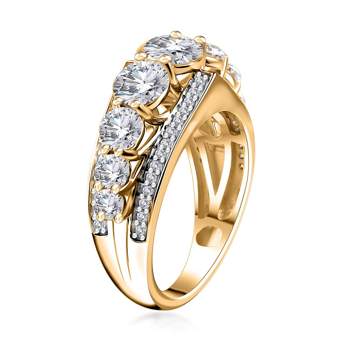 Moissanite Ring in Vermeil Yellow Gold Over Sterling Silver (Size 5.0) 2.90 ctw image number 3