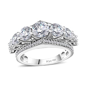 Moissanite Ring in Platinum Over Sterling Silver (Size 5.0) 2.90 ctw