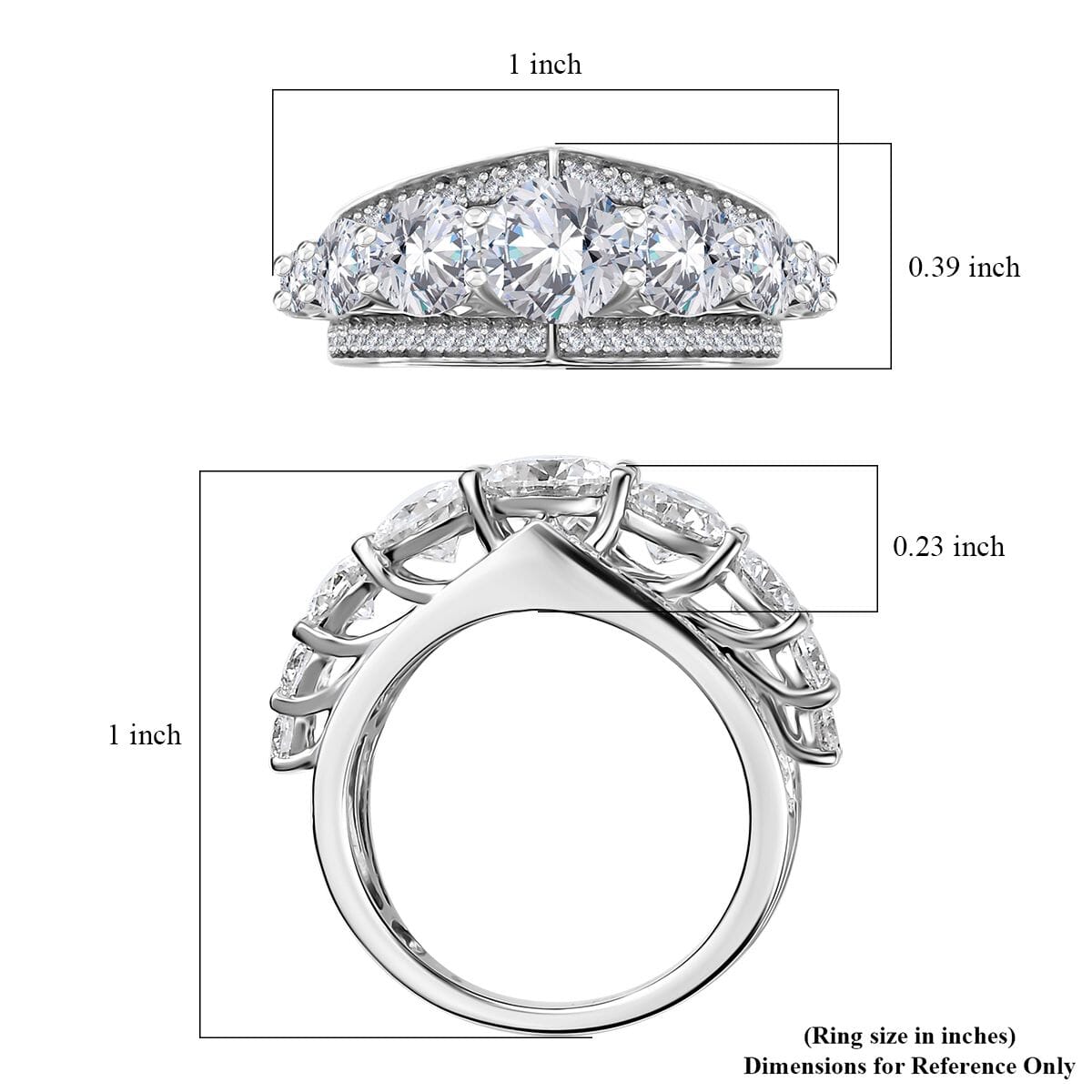 Moissanite Ring in Platinum Over Sterling Silver (Size 7.0) 2.90 ctw image number 5