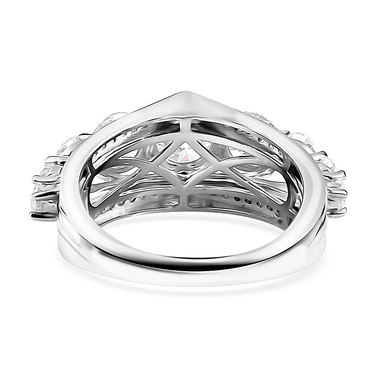 D'Joy Moissanite Ring in Platinum Over Sterling Silver (Size 8.0) 2.90 ctw image number 4