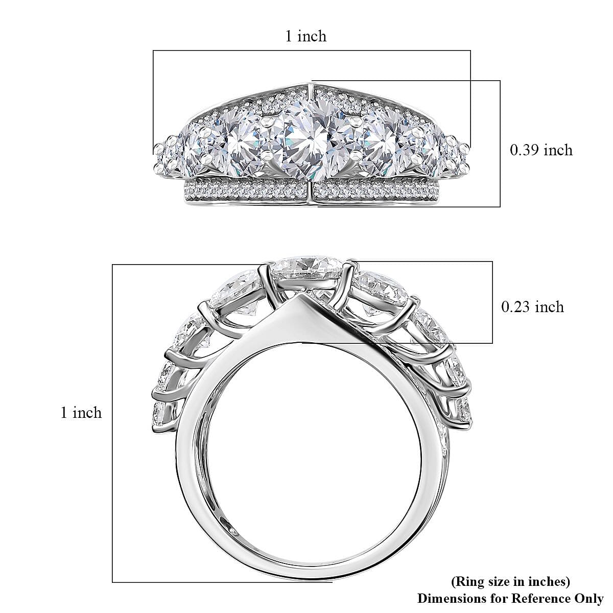 D'Joy Moissanite Ring in Platinum Over Sterling Silver (Size 8.0) 2.90 ctw image number 5