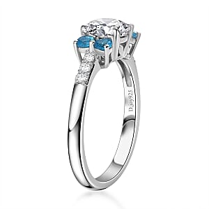 Moissanite and Malgache Neon Apatite Ring in Platinum Over Sterling Silver (Size 6.0) 1.35 ctw