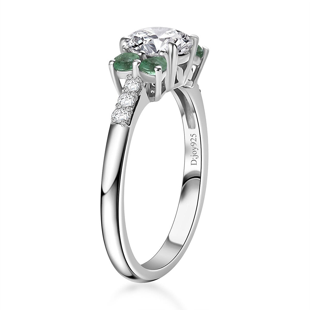 Moissanite and Malgache Neon Apatite Ring in Platinum Over Sterling Silver (Size 7.0) 1.35 ctw image number 3