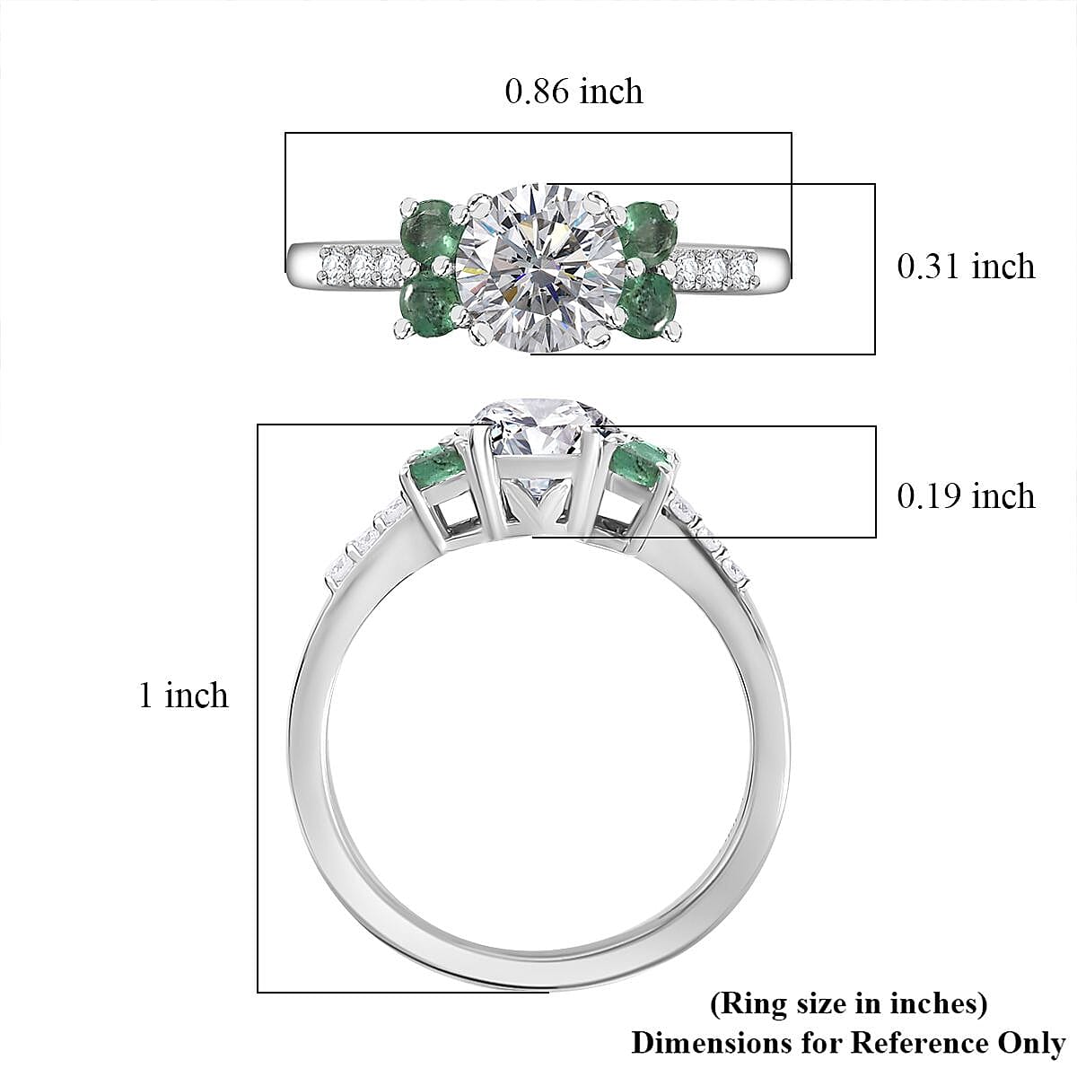 Moissanite and Malgache Neon Apatite Ring in Platinum Over Sterling Silver (Size 7.0) 1.35 ctw image number 5