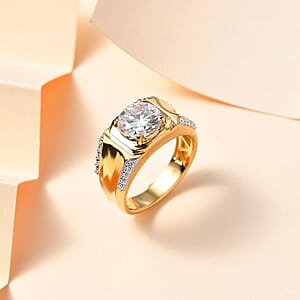  Moissanite Men's Ring in Vermeil Yellow Gold Over Sterling Silver (Size 9.0) 3.15 ctw