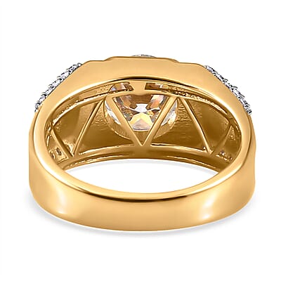 Moissanite Men's Ring in Vermeil Yellow Gold Over Sterling Silver (Size 9.0) 3.15 ctw